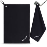 Golf'N Microfiber Towel - Magnetic Golf Towel Black 16" x 24" Golf Towels for Golf Bags with N52 Heavy Duty Magnets, Carabiner Clip & Cross Stitched Reinforced Loop, Premium Golf Accessories