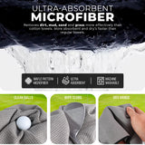 Golf'N Microfiber Towel - Magnetic Golf Towel Gray 16" x 24" Golf Towels for Golf Bags with N52 Heavy Duty Magnets, Carabiner Clip & Cross Stitched Reinforced Loop, Premium Golf Accessories