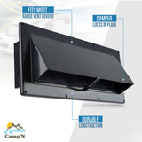 Camp'N RV Camper Trailer Exterior Sidewall Range Hood Exhaust Vent Cover Locking Damper - Black