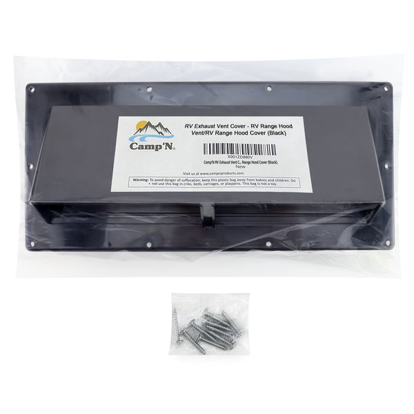 Camp'N RV Camper Trailer Exterior Sidewall Range Hood Exhaust Vent Cover Locking Damper - Black