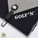 Golf'N Microfiber Towel - Magnetic Golf Towel Gray 16" x 24" Golf Towels for Golf Bags with N52 Heavy Duty Magnets, Carabiner Clip & Cross Stitched Reinforced Loop, Premium Golf Accessories