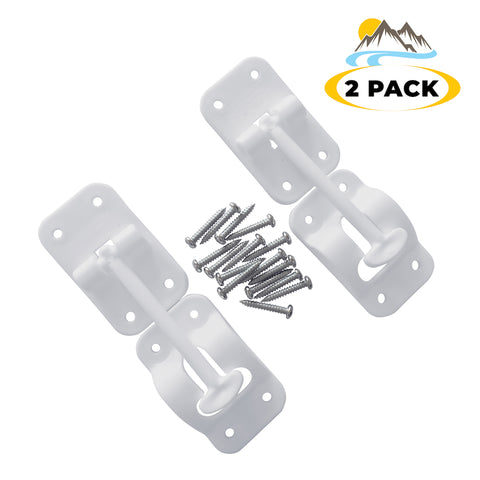Camp'N RV Trailer Camper 3.5" T-Style Door Holder Latch for Entry Storage Baggage Cargo - White 2 Pack