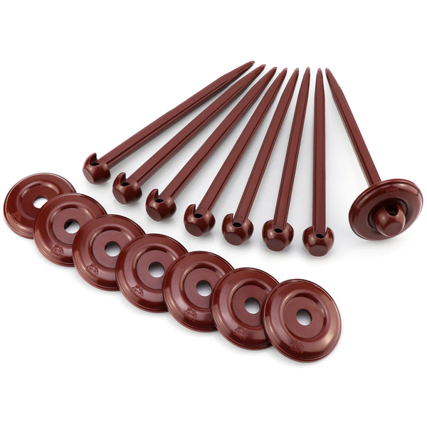 Camp'N RV Camping Mat Rug Stakes (8 Pack) Outdoor Stakes - Plastic Camping Spikes with Rope Hole - Outdoor Rug Stakes, RV Rug Stakes