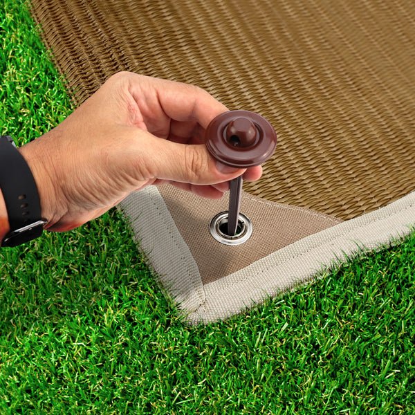 Camp'N RV Camping Mat Rug Stakes (8 Pack) Outdoor Stakes - Plastic Camping Spikes with Rope Hole - Outdoor Rug Stakes, RV Rug Stakes