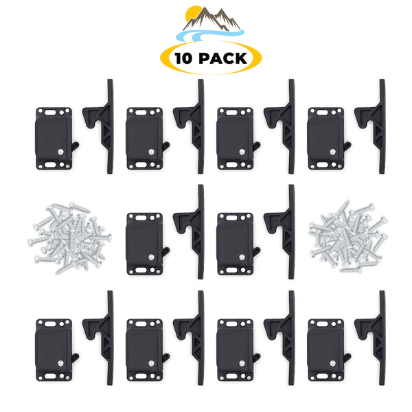 Camp'N RV Drawer Latches and Catches Cabinet Door Push Grabber for Trailer Camper - 10Pk
