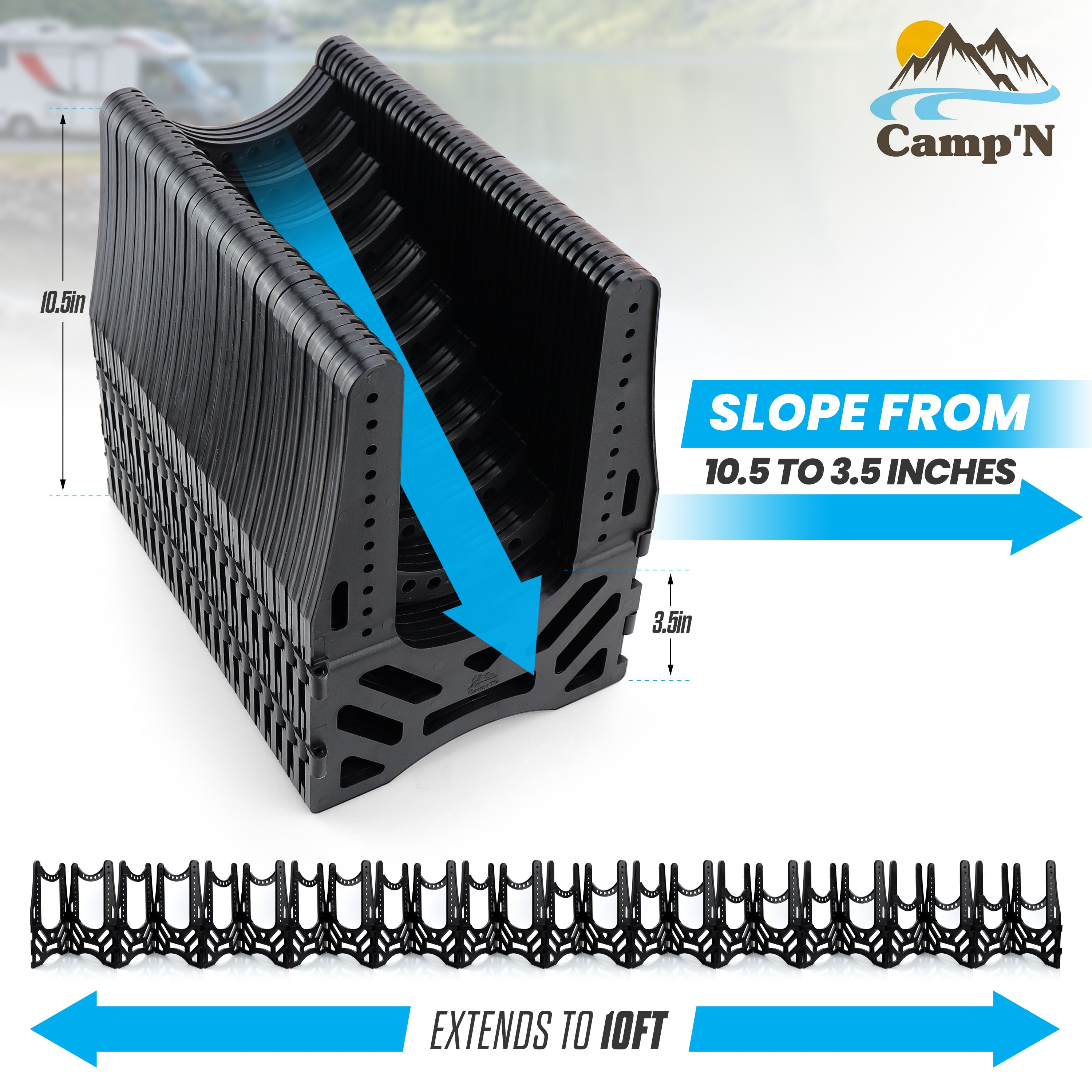 Stink Slink 10' RV Sewer Hose Support Sloped Camper Septic Holder Collapsable w/ Carry Strap