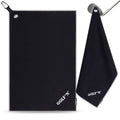 Golf'N Microfiber Towel - Magnetic Golf Towel Black 16" x 24" Golf Towels for Golf Bags with N52 Heavy Duty Magnets, Carabiner Clip & Cross Stitched Reinforced Loop, Premium Golf Accessories