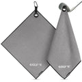 Golf'N Microfiber Towel - Magnetic Golf Towel Gray 18" x 18" Golf Towels for Golf Bags with N52 Heavy Duty Magnets, Carabiner Clip & Cross Stitched Reinforced Loop, Premium Golf Accessories