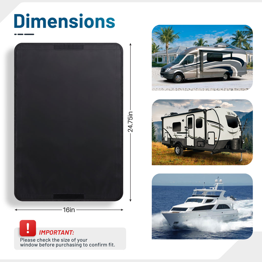 Camp'N RV Door Window Shade Cover, Sun Blackout Fabric for Camper Privacy Entrance (16 x 25 inch)