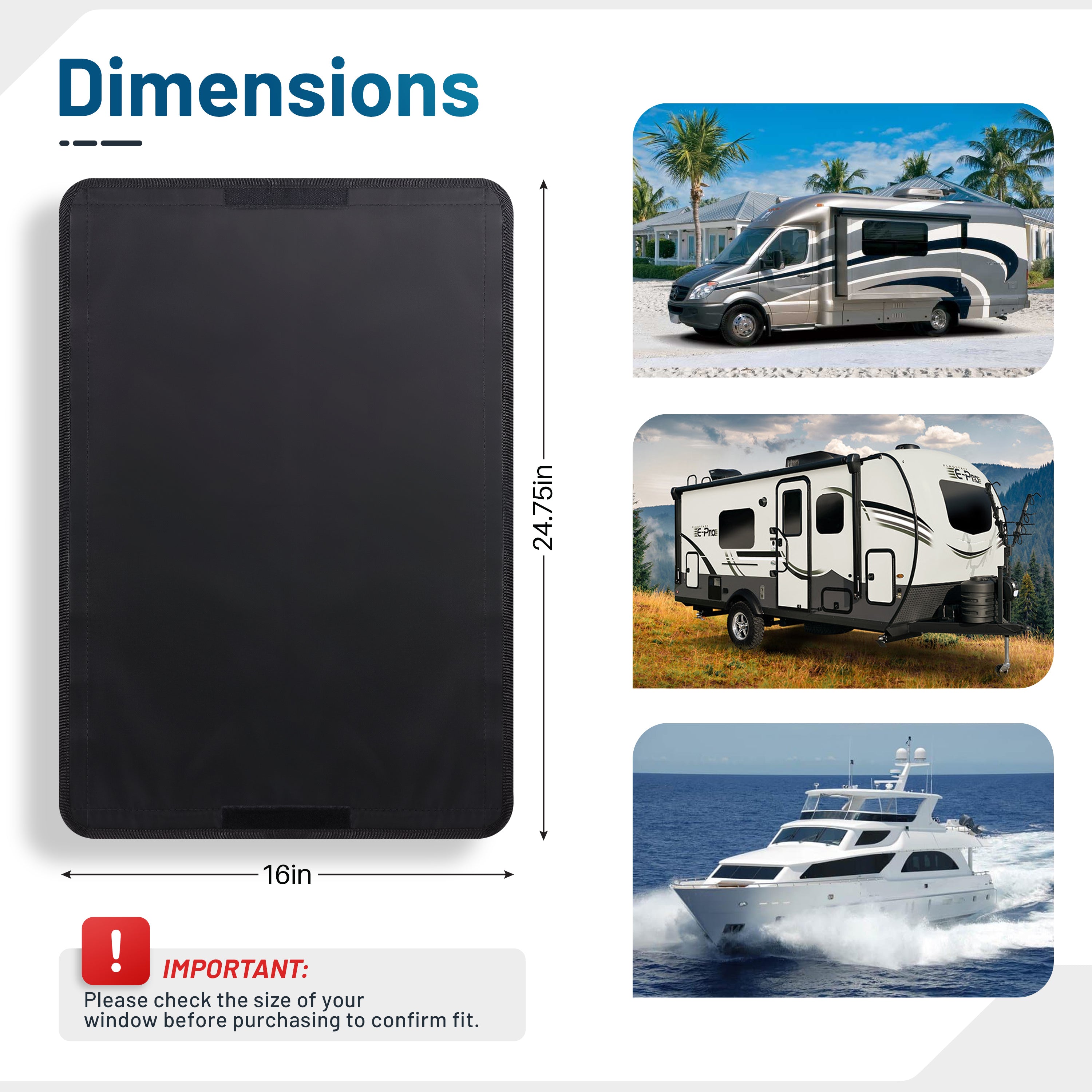 Camp'N RV Door Window Shade Cover, Sun Blackout Fabric for Camper Privacy Entrance (16 x 25 inch)
