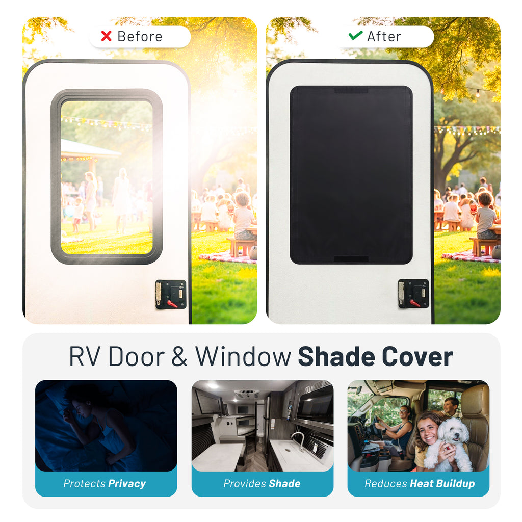 Camp'N RV Door Window Shade Cover, Sun Blackout Fabric for Camper Privacy Entrance (16 x 25 inch)