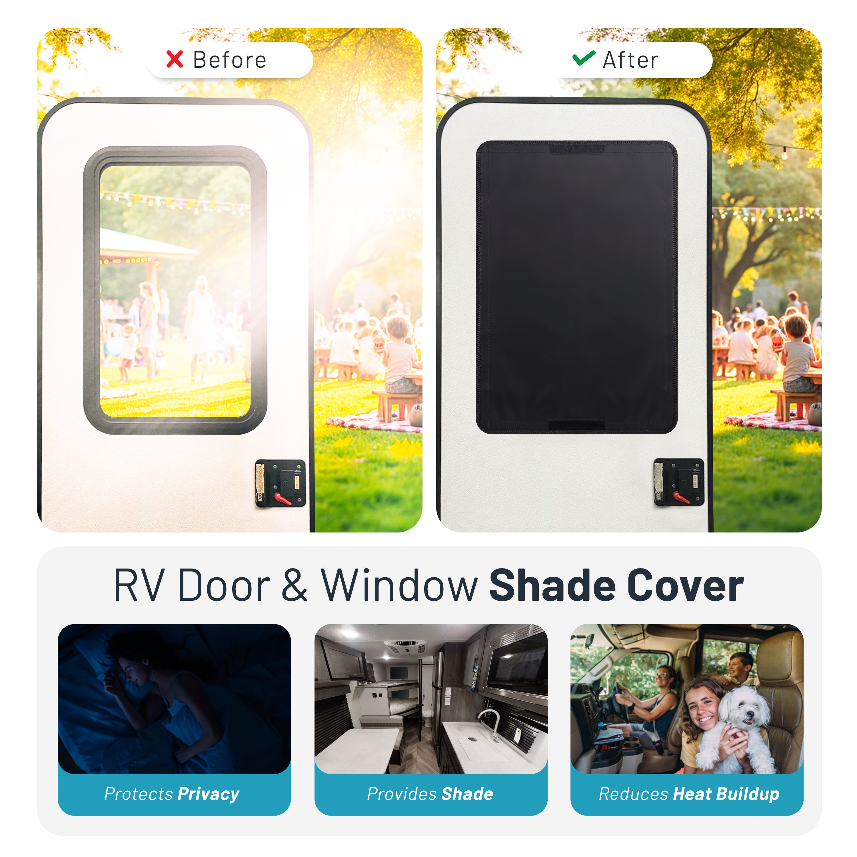 Camp'N RV Door Window Shade Cover, Sun Blackout Fabric for Camper Privacy Entrance (16 x 25 inch)