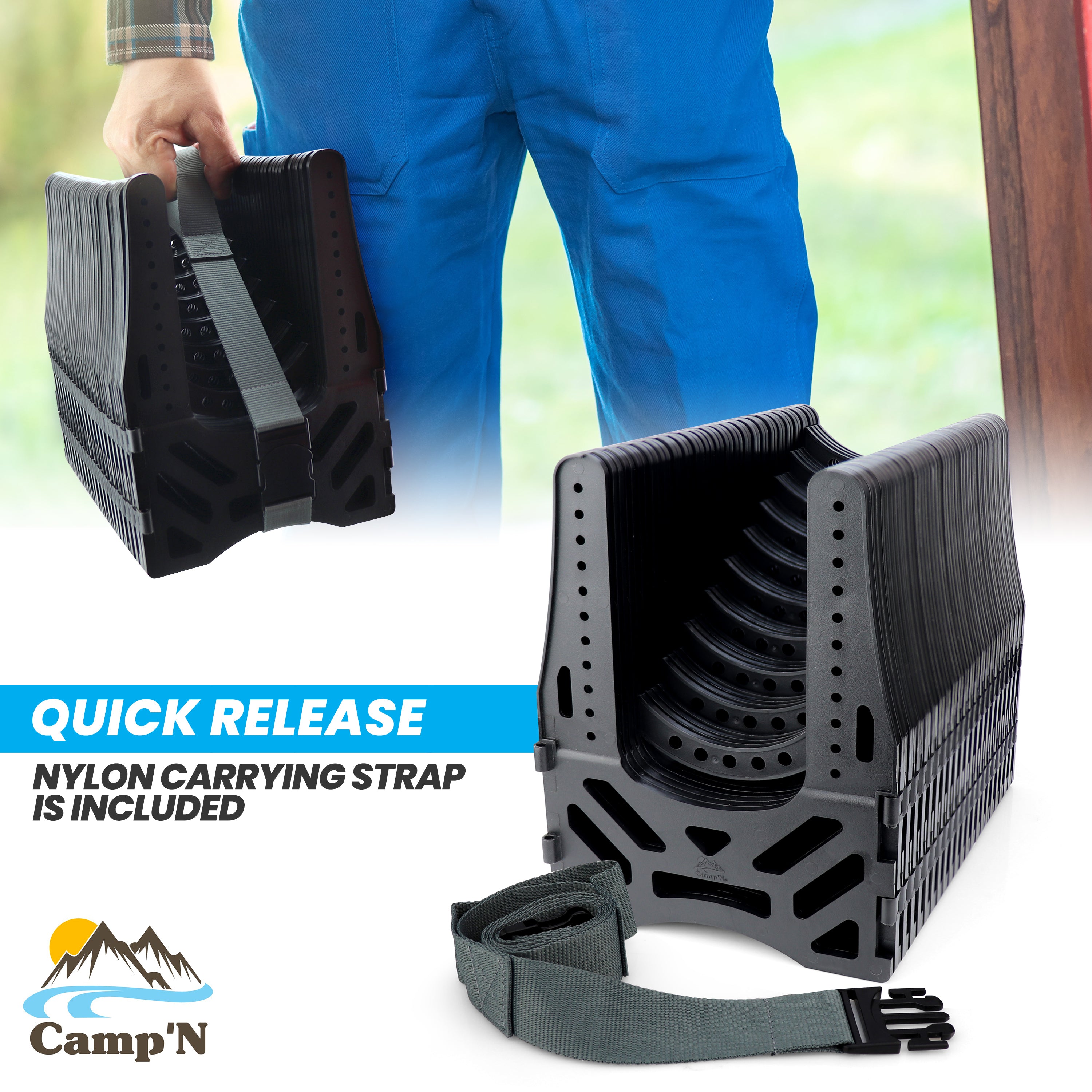 Stink Slink 10' RV Sewer Hose Support Sloped Camper Septic Holder Collapsable w/ Carry Strap