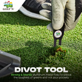 Golf'N Aluminum Golf Ball Marker Divot Repair Tool - Magnetic Ball Marker, Groove Cleaner & Bottle Opener - Essential Golf Divot Tool for Golfers, Sleek Design