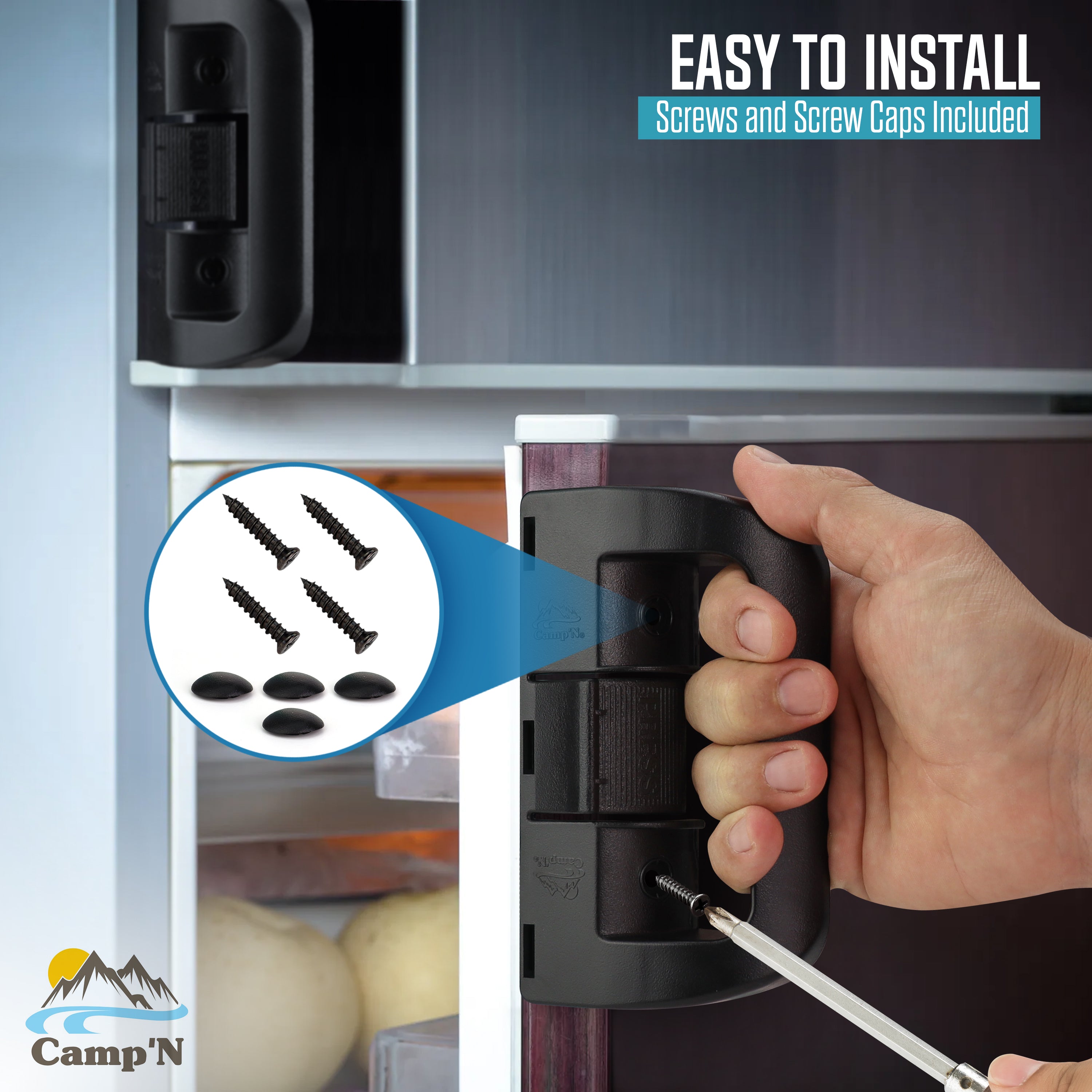 Camp'N Replacement RV Refrigerator Door Handle Latch Kit for Dometic Camper Fridge 26 & 28 cf