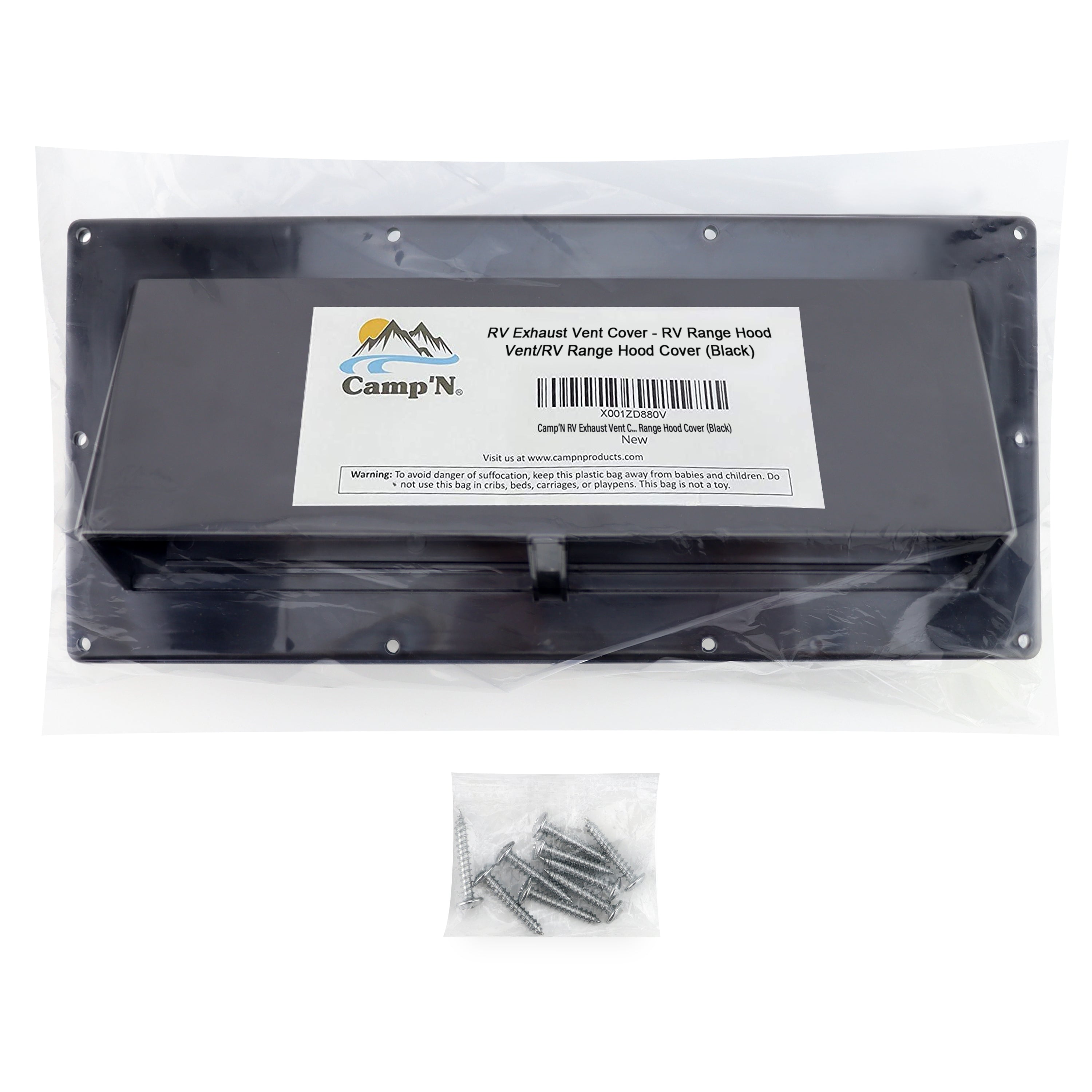 Camp'N RV Camper Trailer Exterior Sidewall Range Hood Exhaust Vent Cover Locking Damper - Black