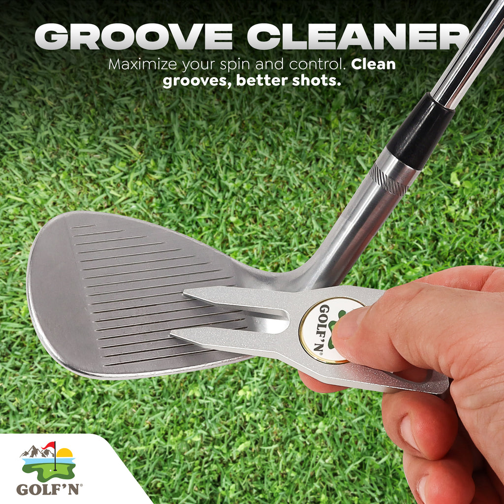 Golf'N Aluminum Golf Ball Marker Divot Repair Tool - Magnetic Ball Marker, Groove Cleaner & Bottle Opener - Essential Golf Divot Tool for Golfers, Sleek Design