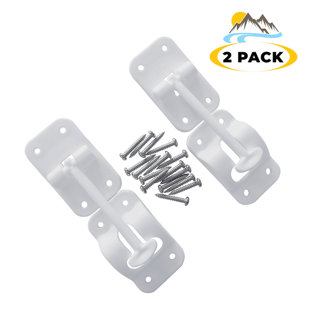 Camp'N RV Trailer Camper 3.5" T-Style Door Holder Latch for Entry Storage Baggage Cargo - White 2 Pack