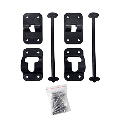 Camp'N RV Trailer Camper 6" T-Style Door Holder Latch for Entry Storage Baggage Cargo - Black 2 Pack