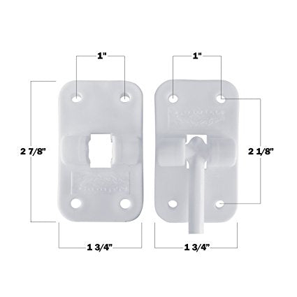 Camp'N RV Trailer Camper 6" T-Style Door Holder Latch for Entry Storage Baggage Cargo - White 2 Pack