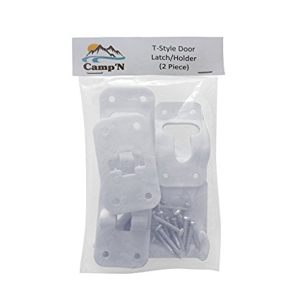 Camp'N RV Trailer Camper 3.5" T-Style Door Holder Latch for Entry Storage Baggage Cargo - White 2 Pack