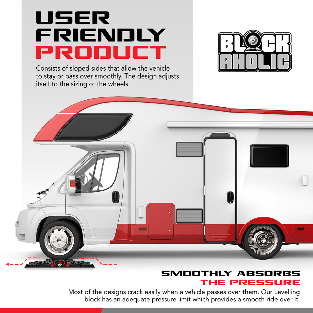 Blockaholic Heavy Duty Stacking RV Leveling Blocks - Camper Leveler Kit Trailer Tire Levelers - 10 Pack