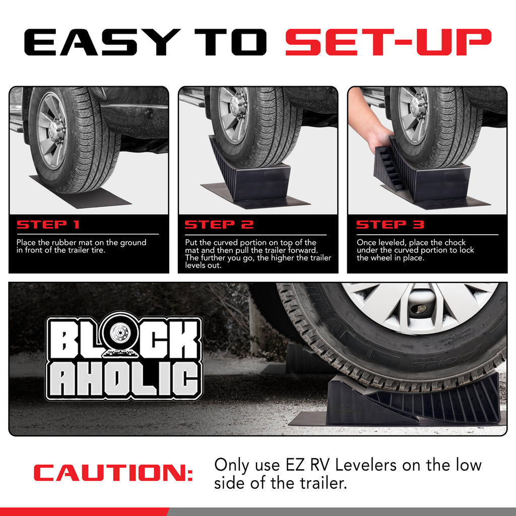 EZ RV Leveler Blocks Camper Curved Leveling Ramps Trailer Tire Levelers - 2 Axle