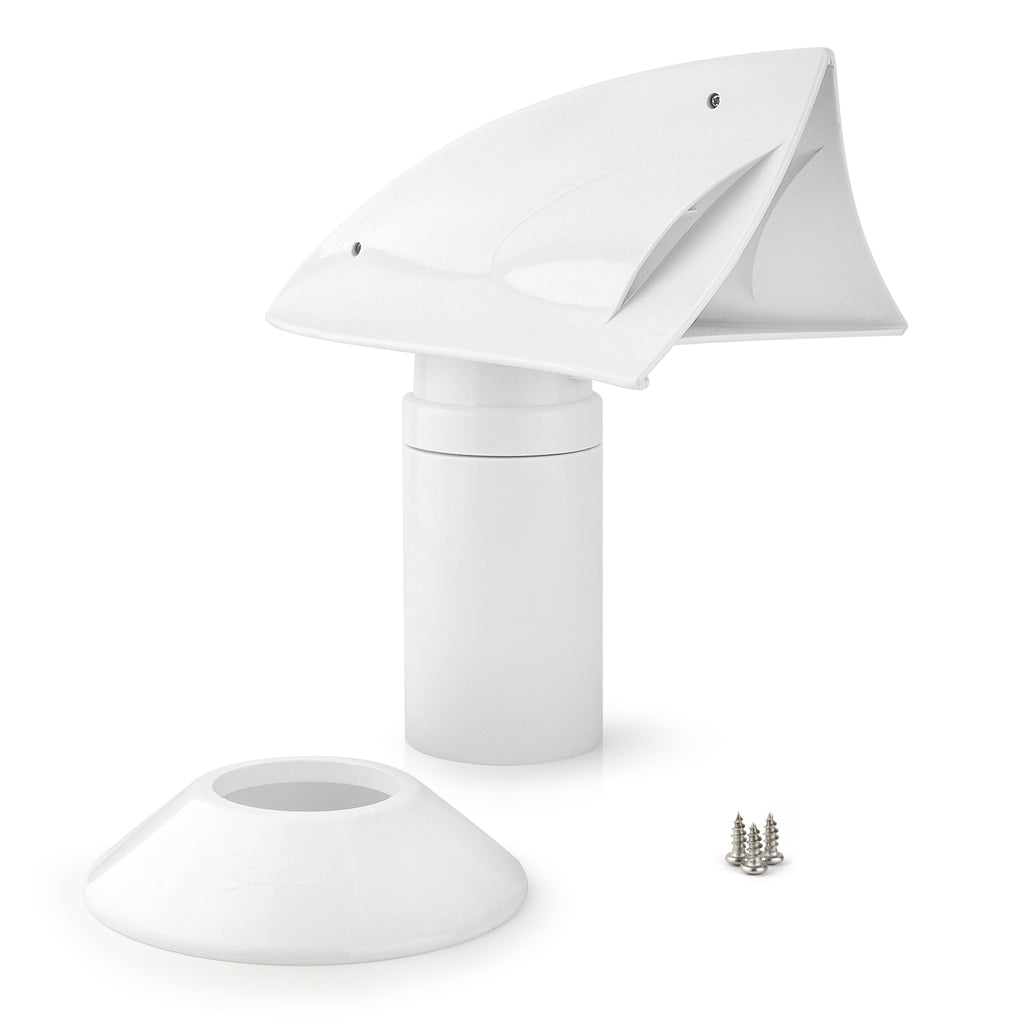 Stink Slink Universal Swiveling RV Sewer Black and Grey Holding Tank Plumbing Roof Vent Cap - White