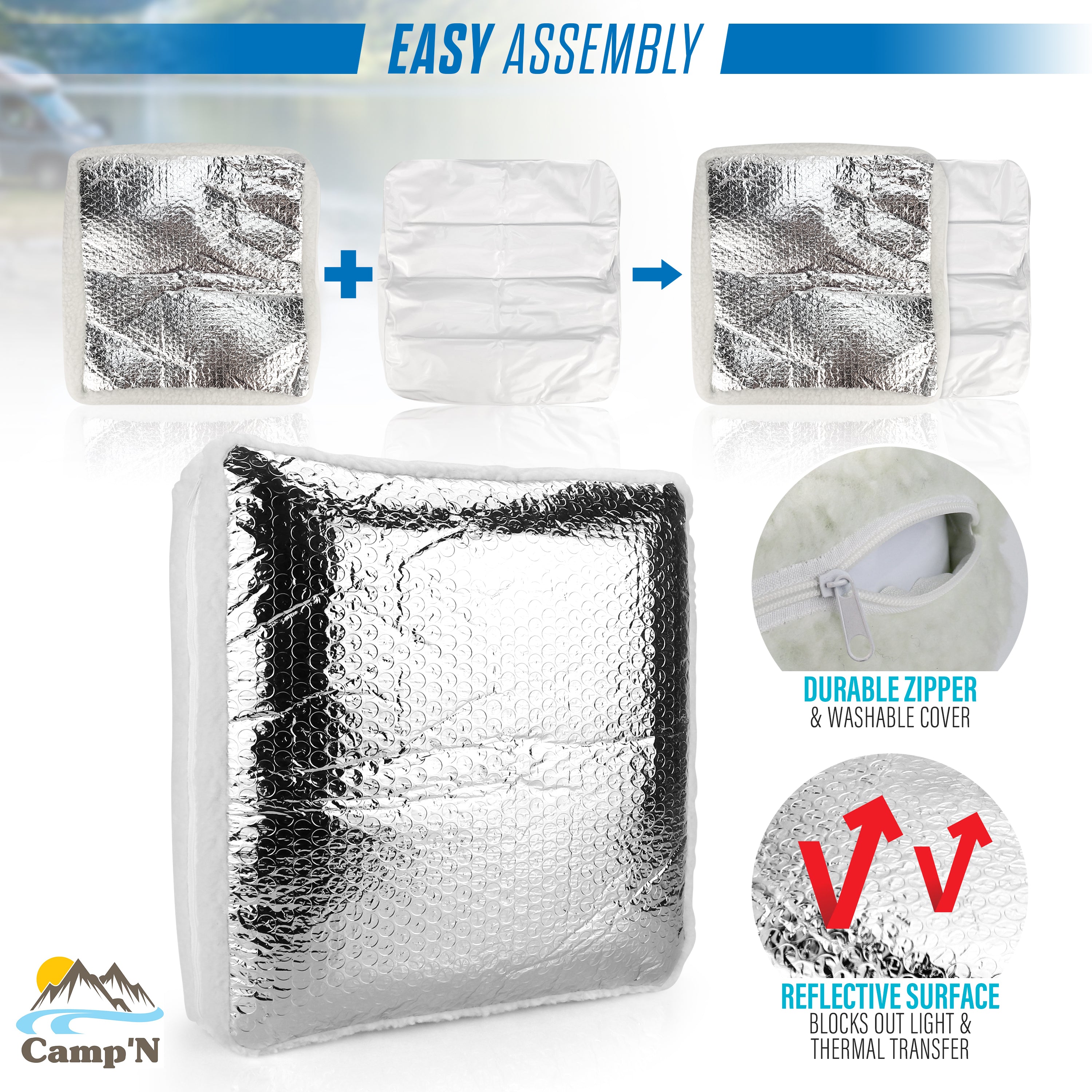 Camp'N Universal 14" RV Trailer Roof Vent Pillow Sun Shade Reflective Insulator - 1 Pack