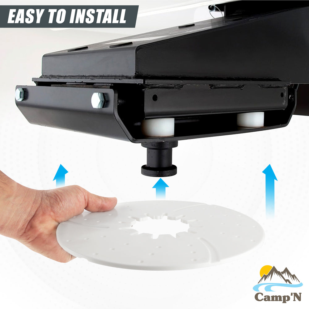 Camp'N 10" Fifth Wheel Lube Plate Disc 5th Wheel Trailer Hitch Plate for  Campers Cargo - White