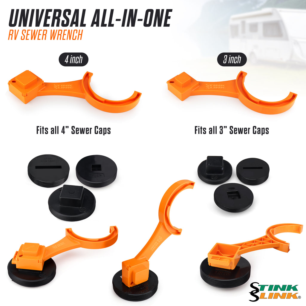 Stink Slink Original RV Sewer Hose Wrench - RV Sewer Hose Fitting Wrench Set Trailer Septic Clean Out Wrench Camper Spanner