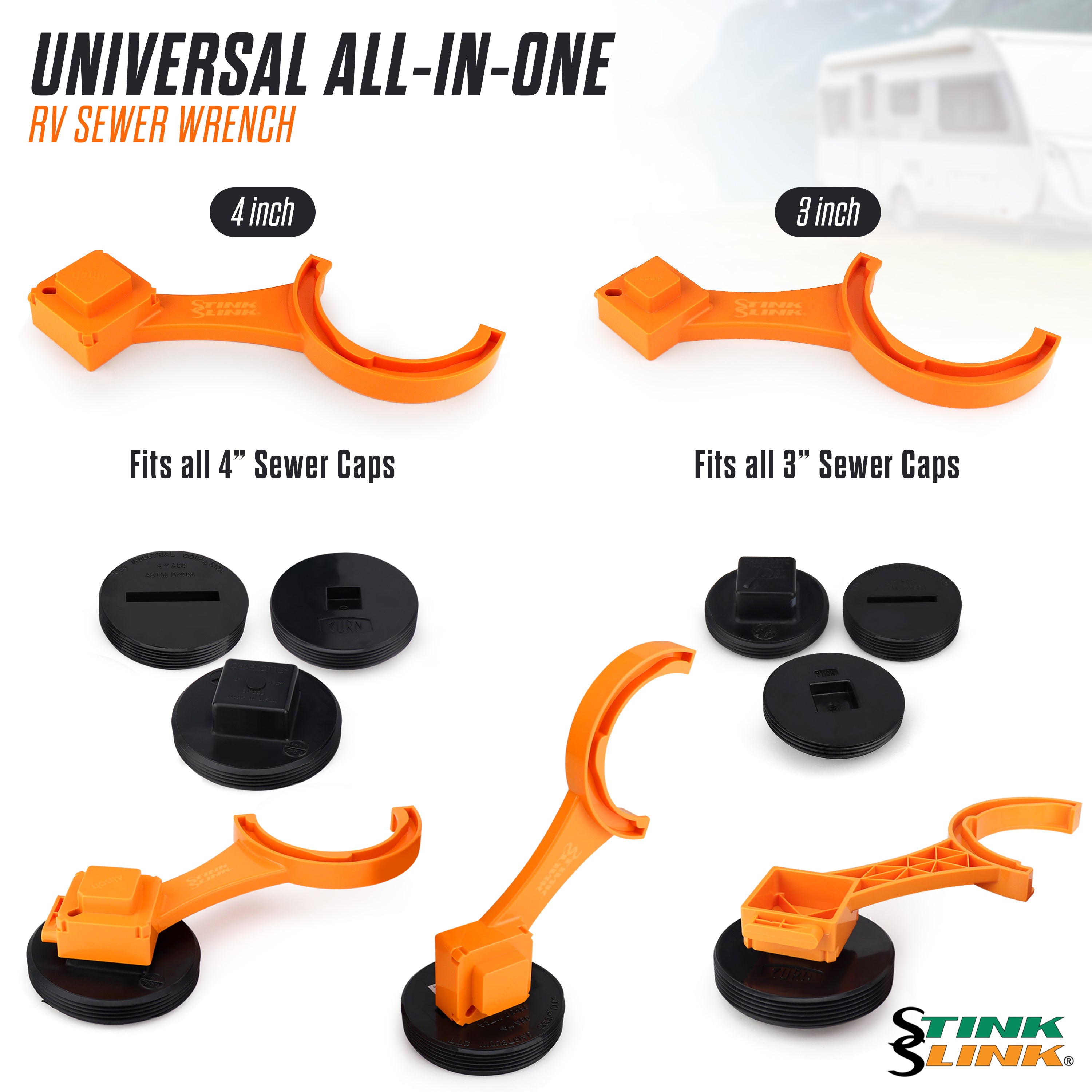 Stink Slink Original RV Sewer Hose Wrench - RV Sewer Hose Fitting Wrench Set Trailer Septic Clean Out Wrench Camper Spanner