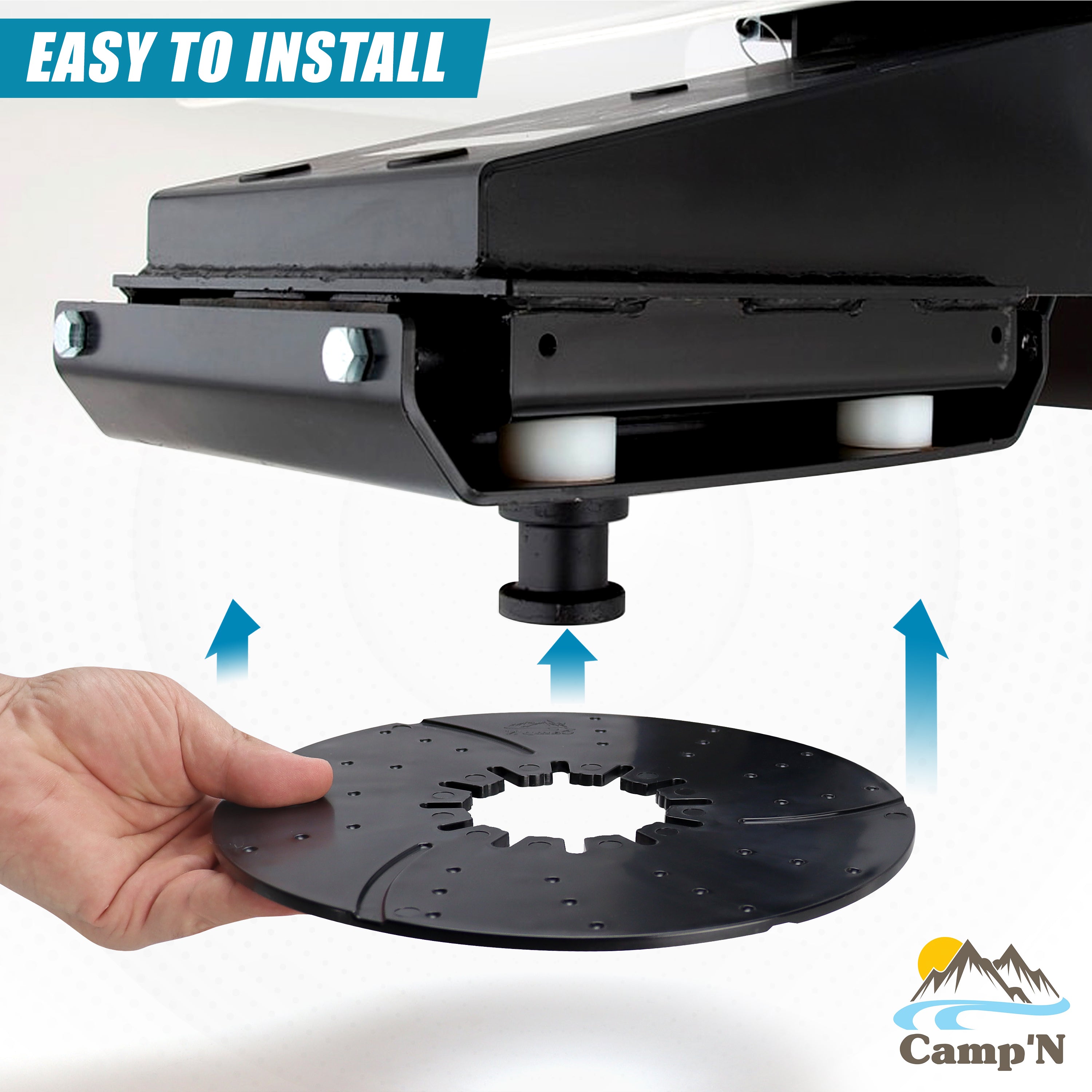 Camp'N 10" Fifth Wheel Lube Plate Disc 5th Wheel Trailer Hitch Plate for  Campers Cargo - Black