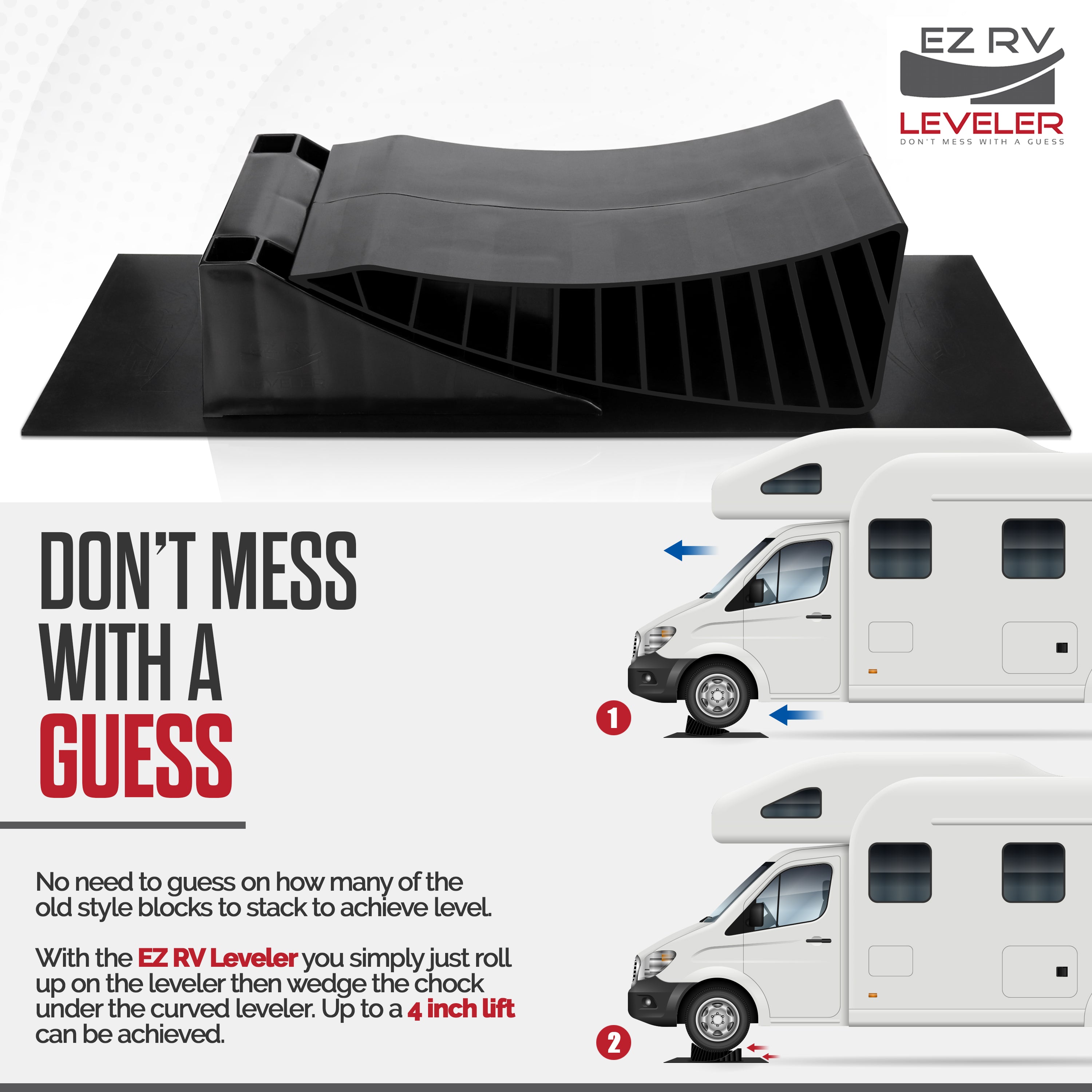 EZ RV Leveler Blocks Camper Curved Leveling Ramps Trailer Tire Levelers - 2 Axle