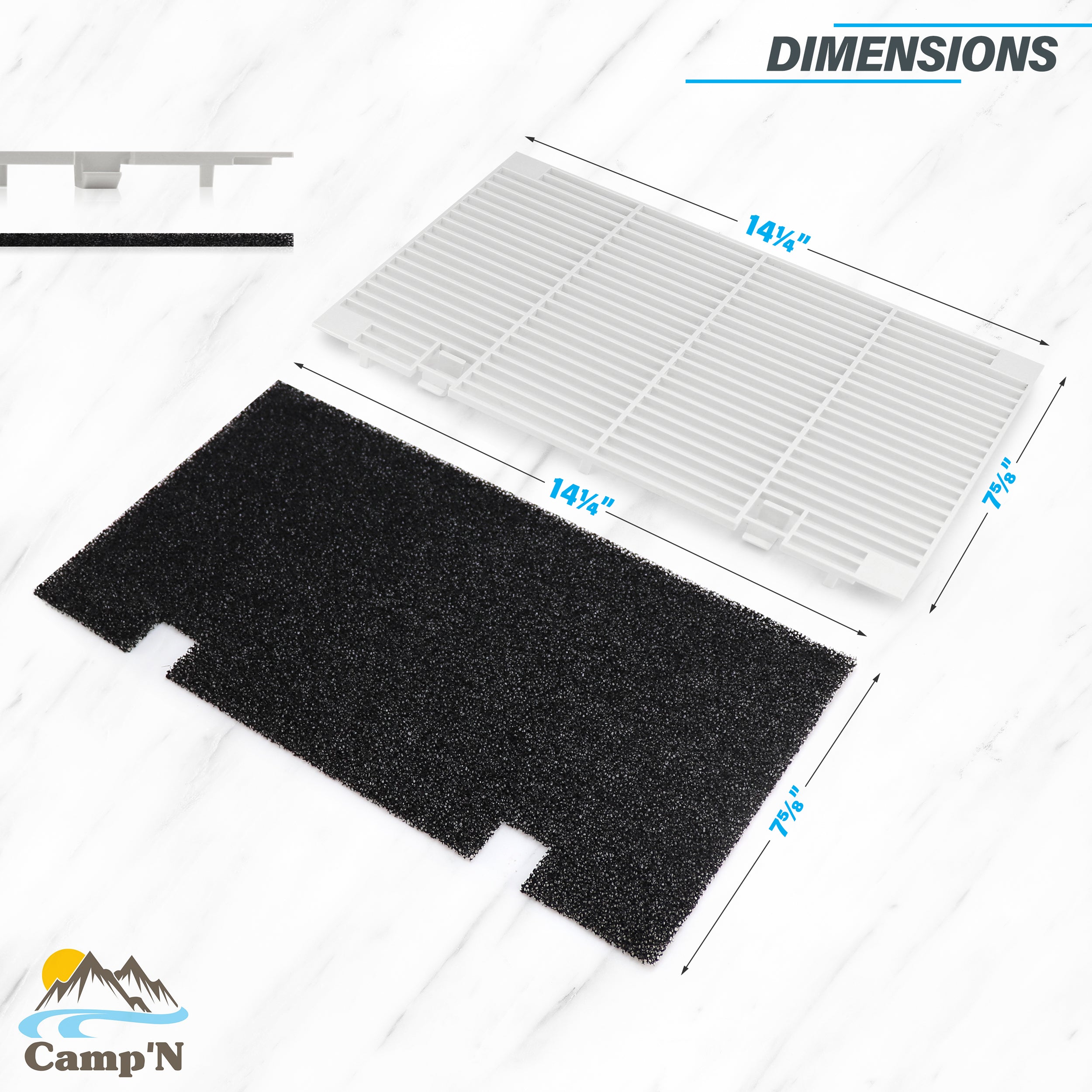 Camp'N RV AC Cover for Dometic 3104928.019  - Ducted Air Grille Duo - for Dometic AC Filter, RV Air Conditioner Cover, RV AC Vent Cover Replacement