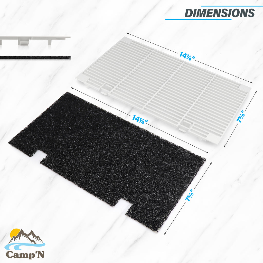 2-Pack Replacement RV A/C Vent Covers & Filters For Dometic/Duo-Therm (Polar White, 14.1" X 7.7")
