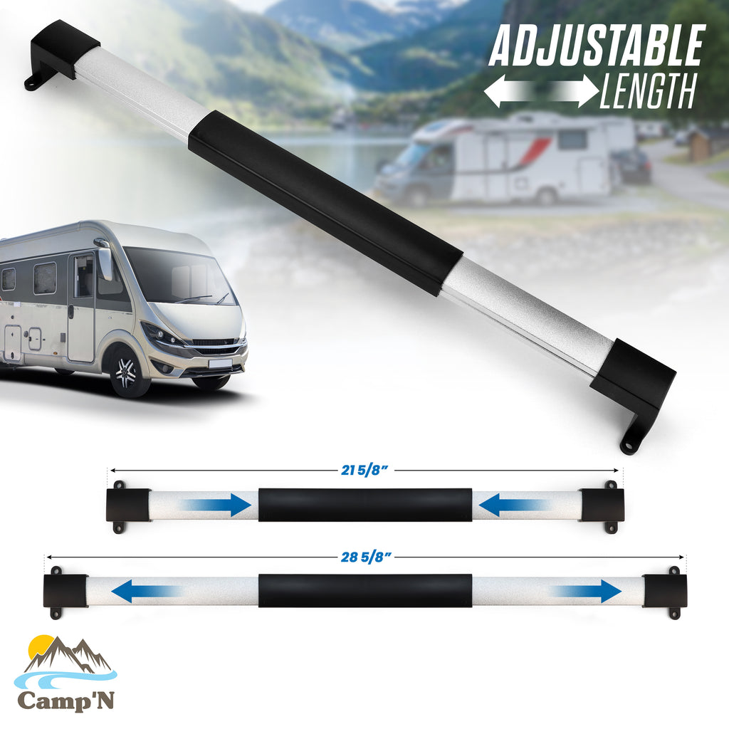 Camp'N RV Screen Door Crossbar - RV Screen Door Handle Grab Bar - RV Screen Door Handle, Adjustable Screen Door Push Bar from 21 5/8" to 28 5/8"