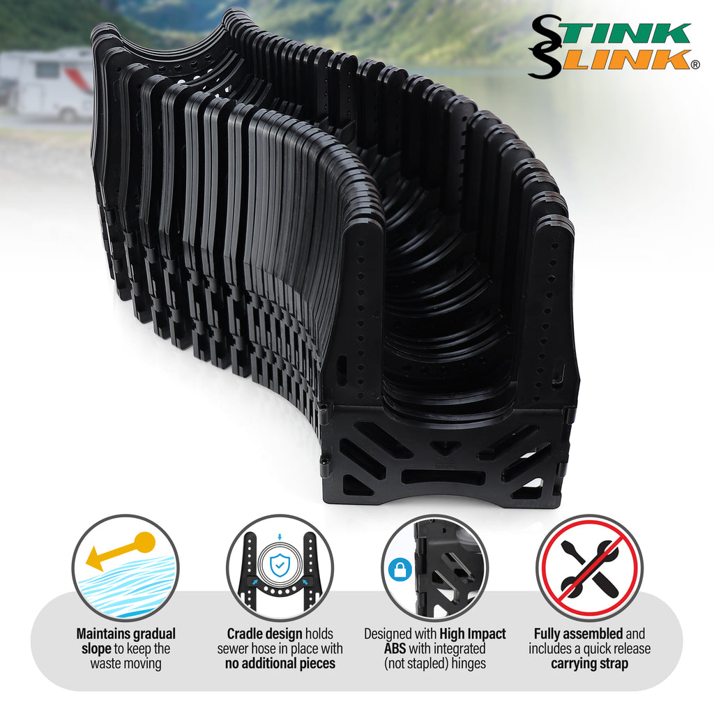 Stink Slink 20' RV Sewer Hose Support Sloped Camper Septic Holder Collapsable w/ Carry Strap