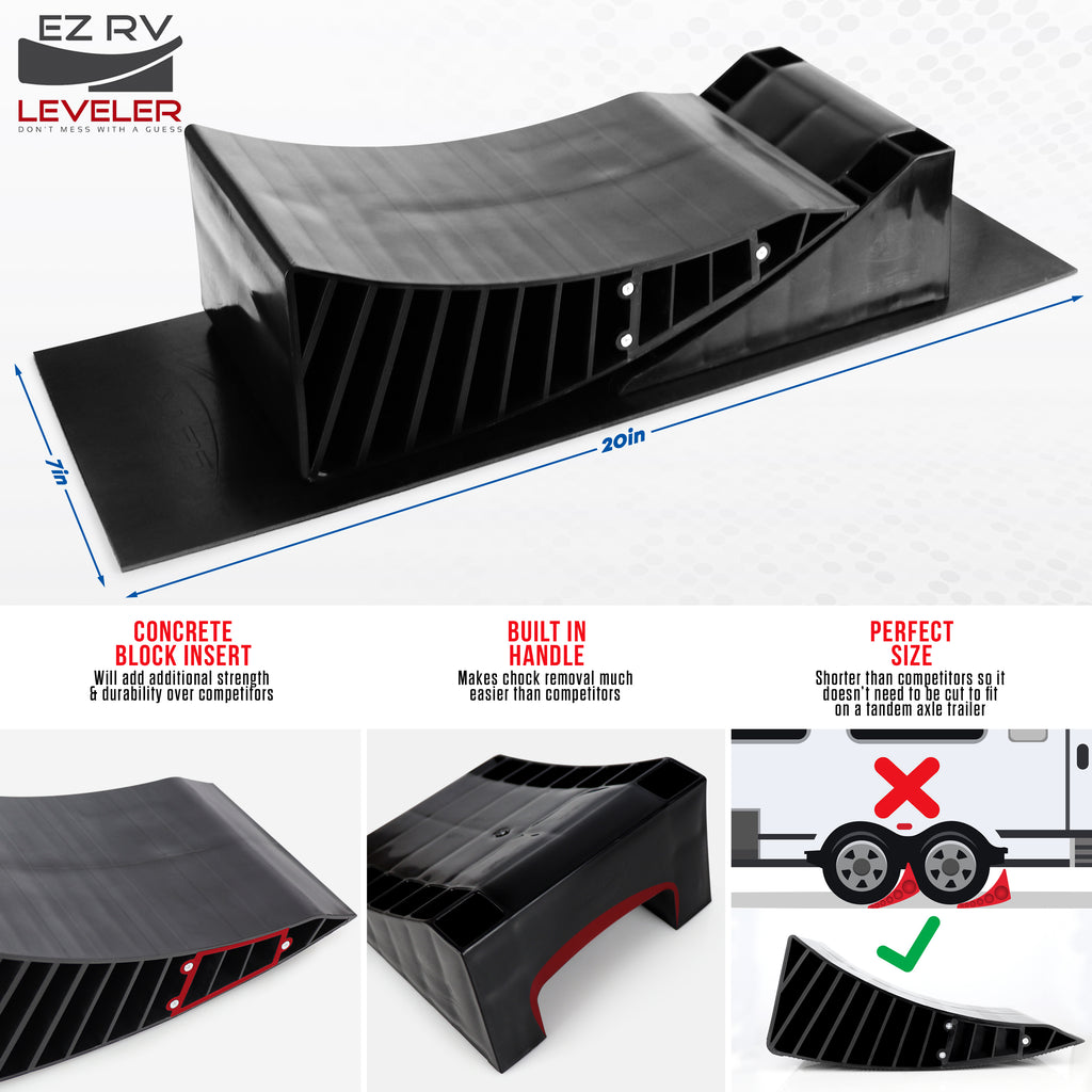 EZ RV Leveler Blocks Camper Curved Leveling Ramps Trailer Tire Levelers - 2 Axle