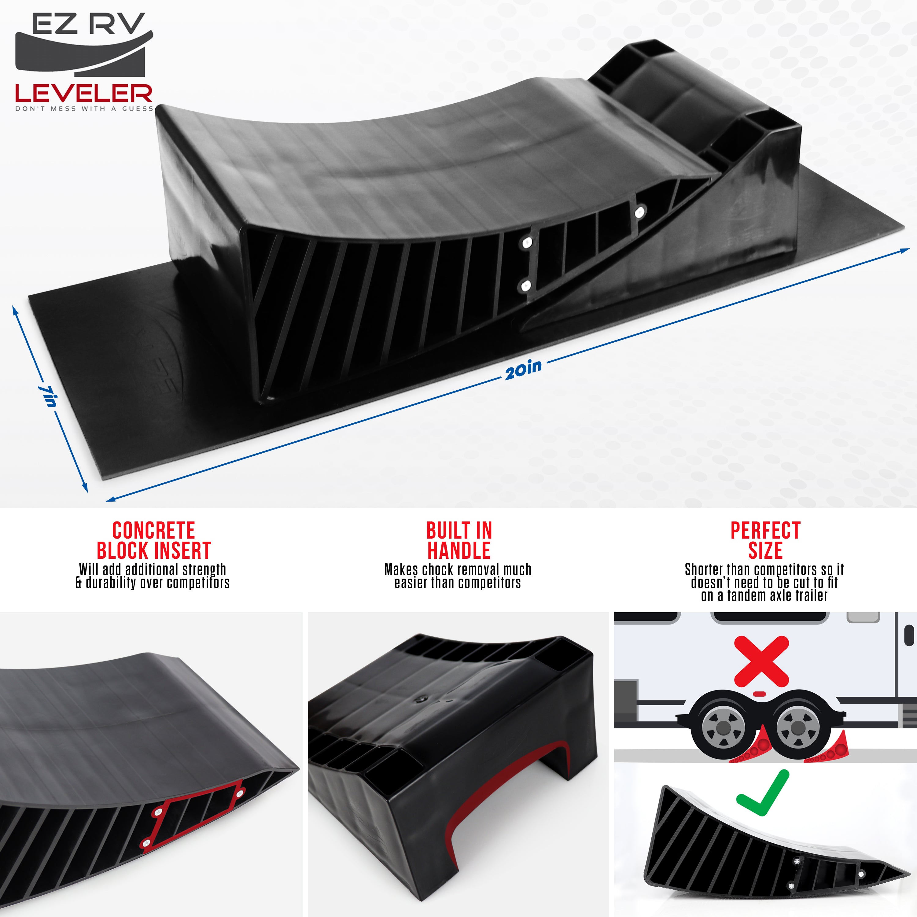 EZ RV Leveler Blocks Camper Curved Leveling Ramps Trailer Tire Levelers - 2 Axle