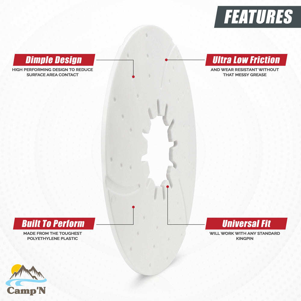 Camp'N 10" Fifth Wheel Lube Plate Disc 5th Wheel Trailer Hitch Plate for  Campers Cargo - White
