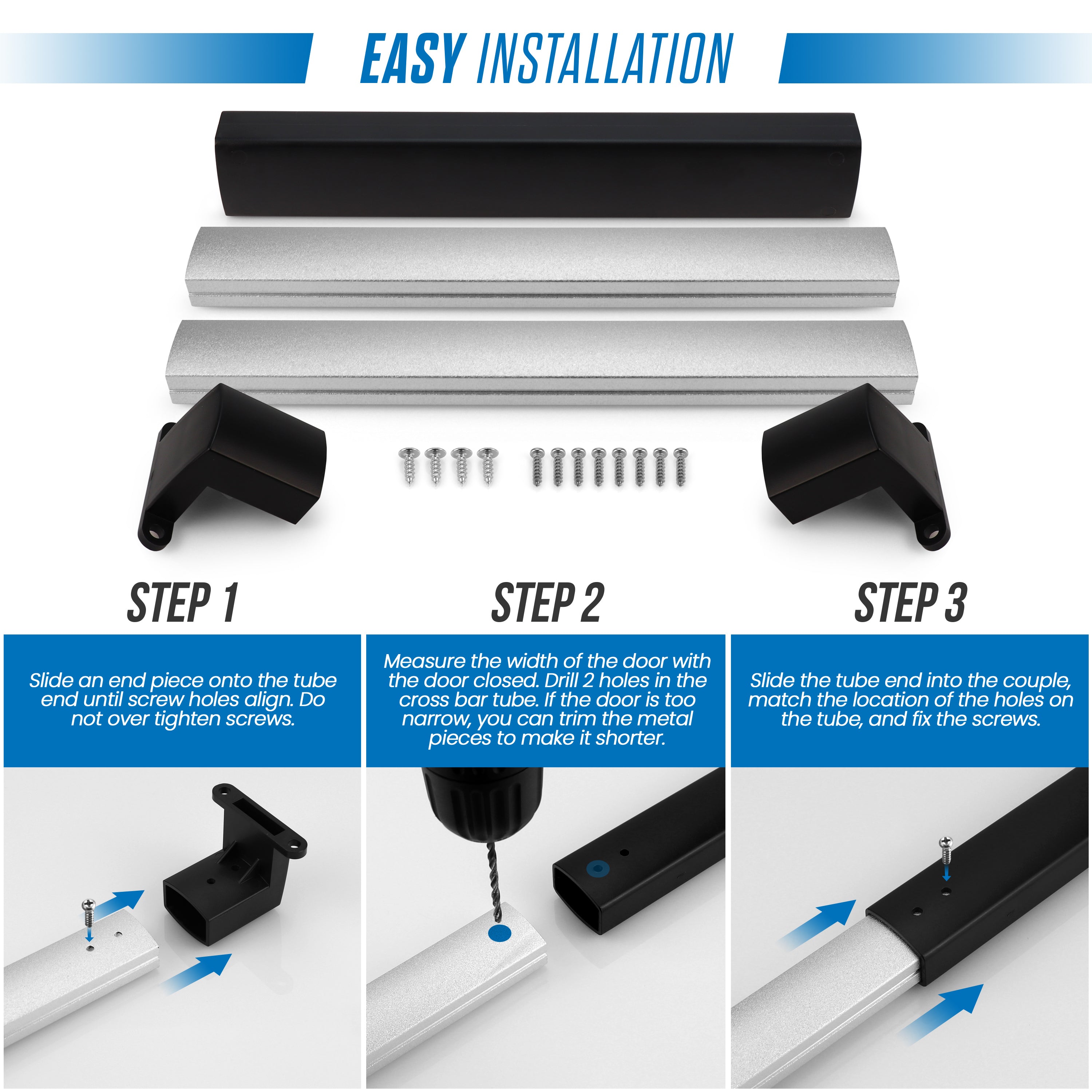 Camp'N RV Screen Door Crossbar - RV Screen Door Handle Grab Bar - RV Screen Door Handle, Adjustable Screen Door Push Bar from 21 5/8" to 28 5/8"