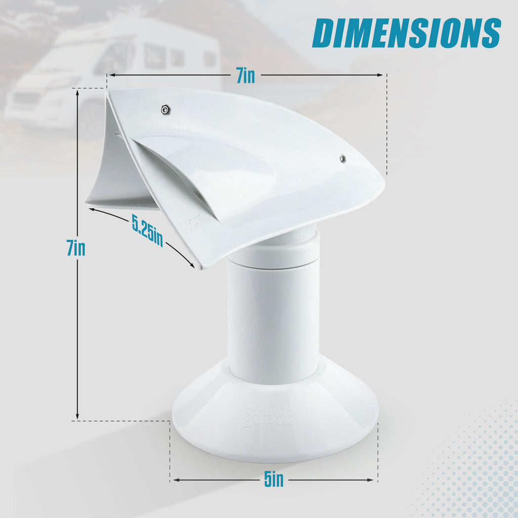 Stink Slink Universal Swiveling RV Sewer Black and Grey Holding Tank Plumbing Roof Vent Cap - White