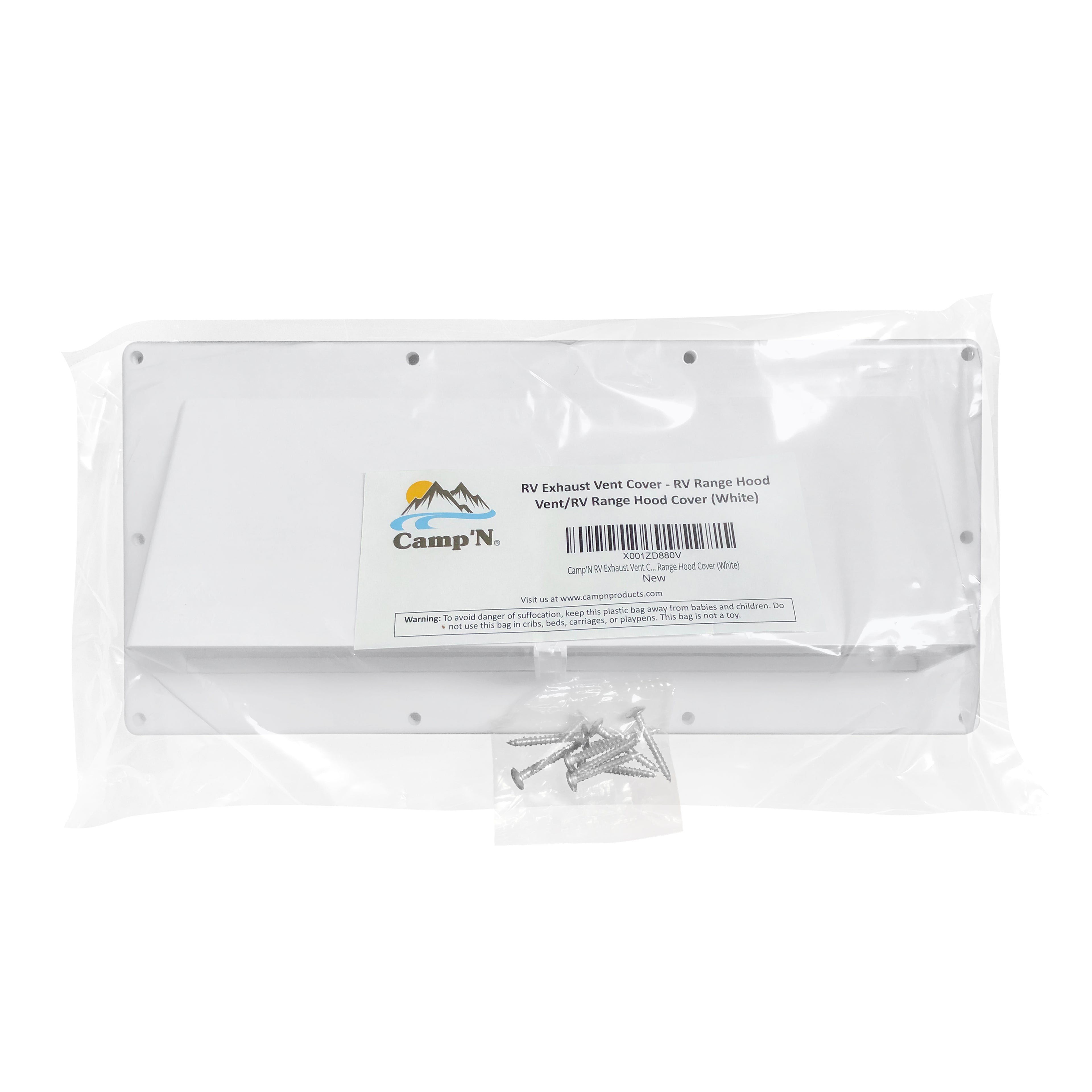 Camp'N RV Camper Trailer Exterior Sidewall Range Hood Exhaust Vent Cover Locking Damper - White