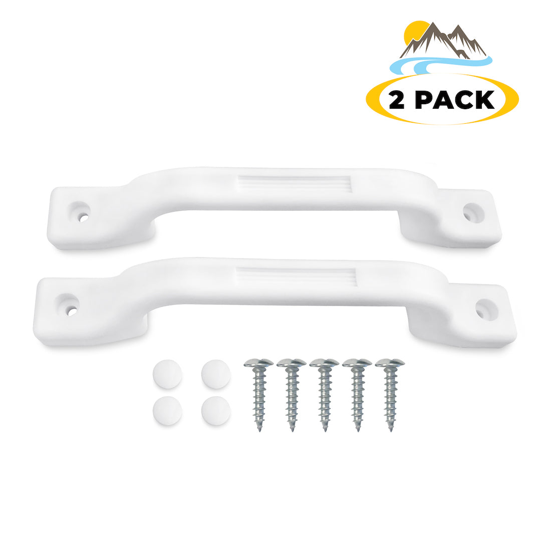 Camp'N All Weather RV Grab Handle Door Assist Bar for Camper and Cargo White 2-Pack