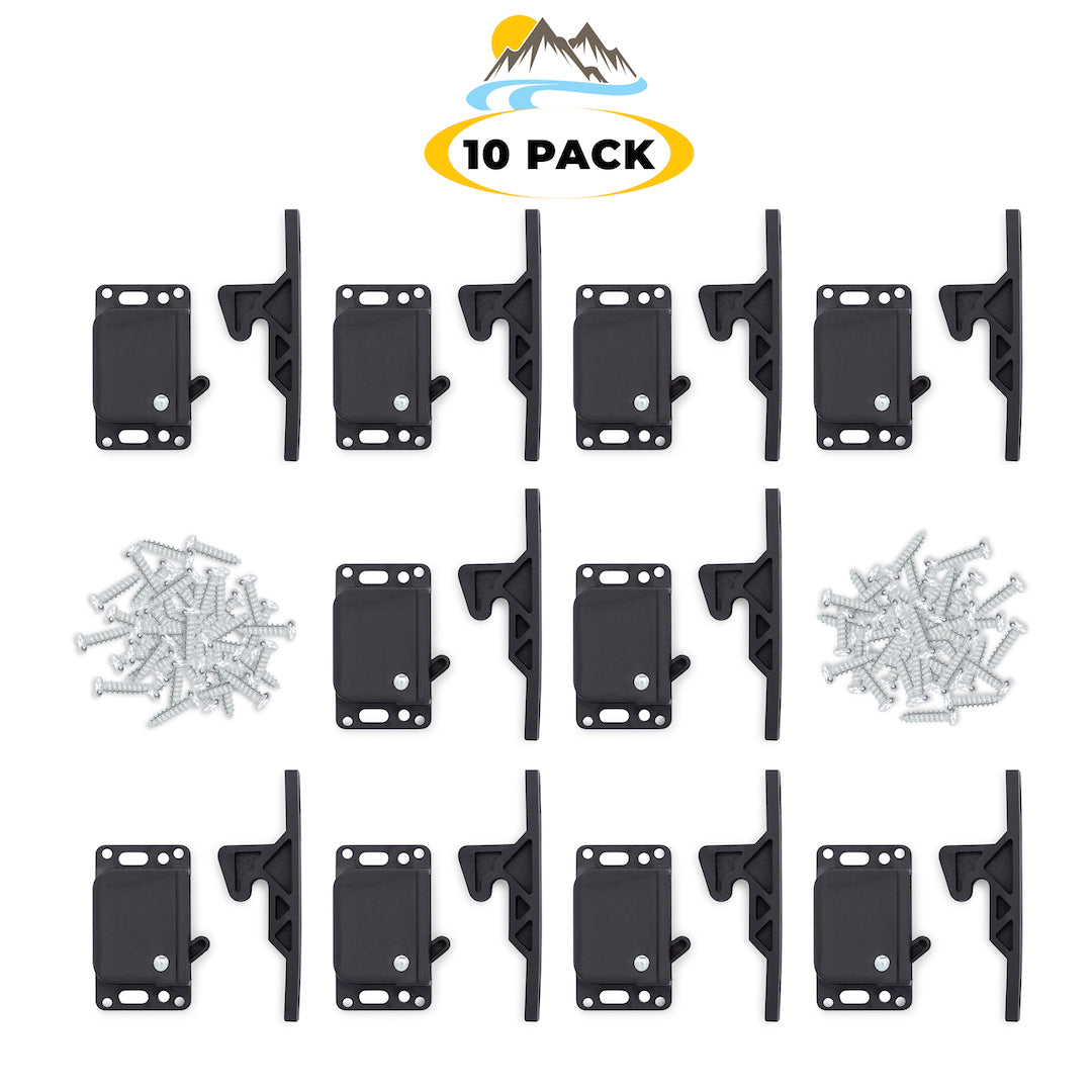 Grabber Catches 10 LB Cabinet Push to Close Latch RV Boat Hardware - 10 Pack