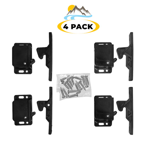 Camp'N - 4 Pack - RV Cabinet Latch - Push Catch - RV Drawer Latches and Catches - Holder for RV Cabinet Doors w/Mounting Hardware - 5 lbs Pull Force - RV, Trailer, Camper, Motor Home, Cargo Trailer