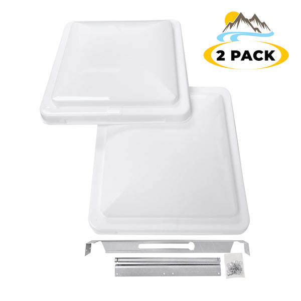 Camp'N 14" Universal RV, Trailer, Camper, Roof Vent Cover - Vent Lid Replacement (White 2 Pack)