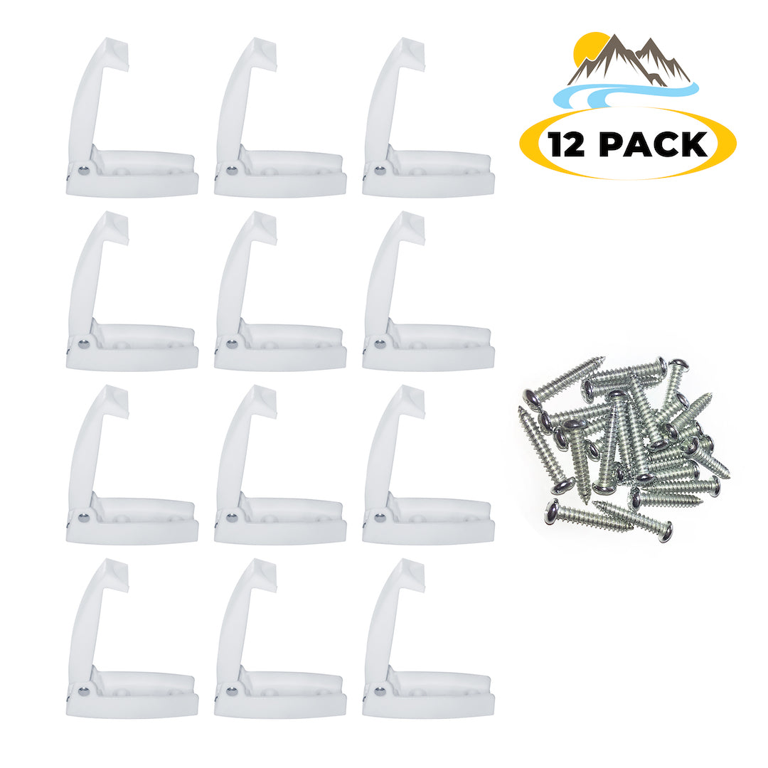 Camp'N RV Camper Trailer Baggage Door Catch Storage Compartment Latch Holders Clips - White