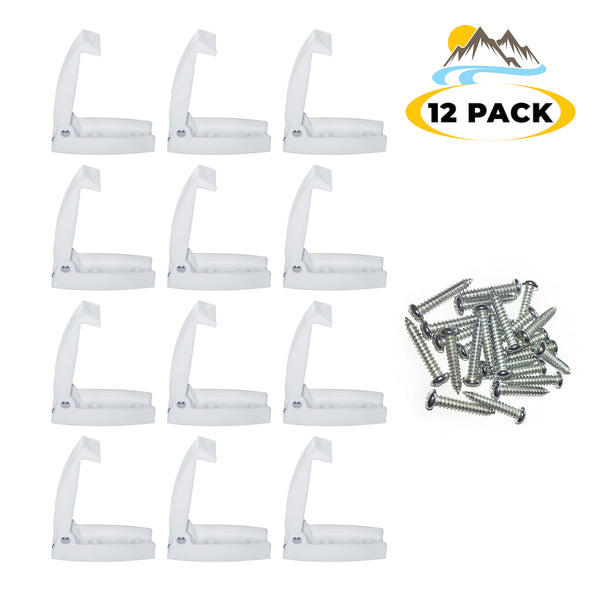 Camp'N RV Baggage - Compartment Door Catch - Clip - Holder for Trailer,  Motorhome, Cargo Trailer (12 pk White)